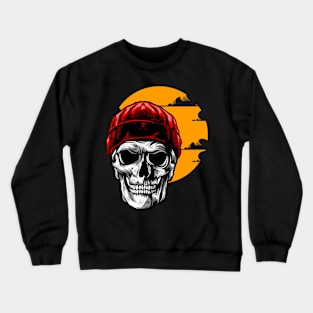 skull illustration with solid color Crewneck Sweatshirt